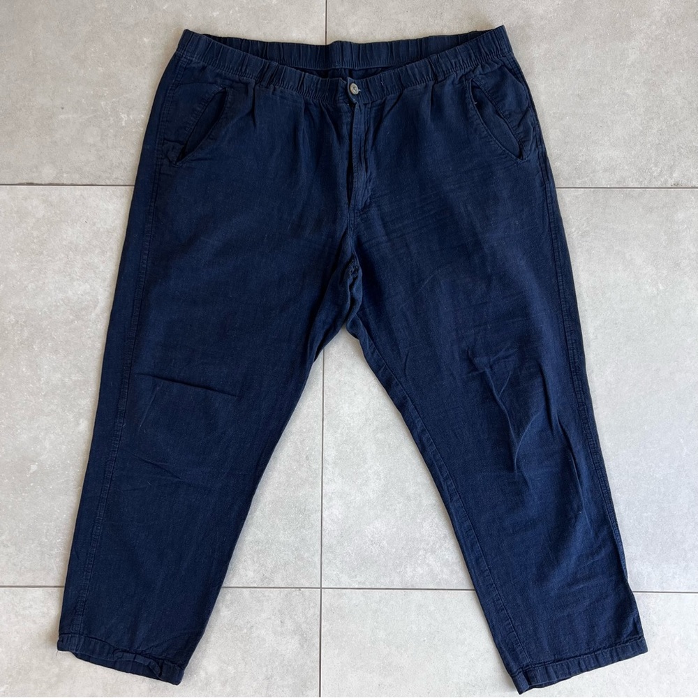 Tasso Elba Island Macy’s Men’s Linen Beach Pants Slacks Trousers Navy Blue XXL